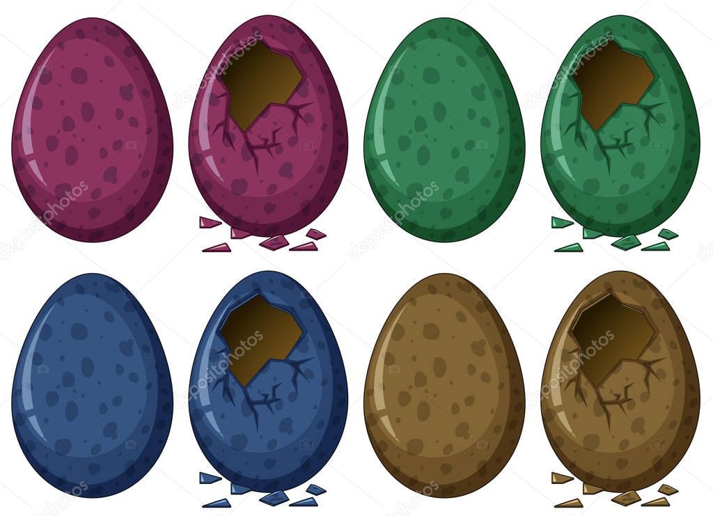 Four colors of dinosaur eggs