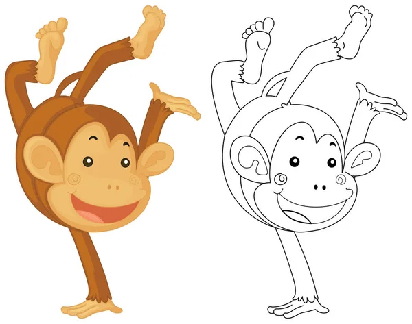 小猴子的动物涂鸦 — 图库矢量图片