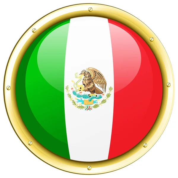 Vlajka Mexika na kulatý rám — Stockový vektor