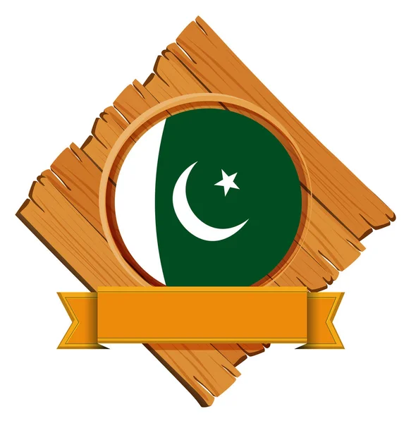 Drapeau du Pakistan sur planche de bois — Image vectorielle