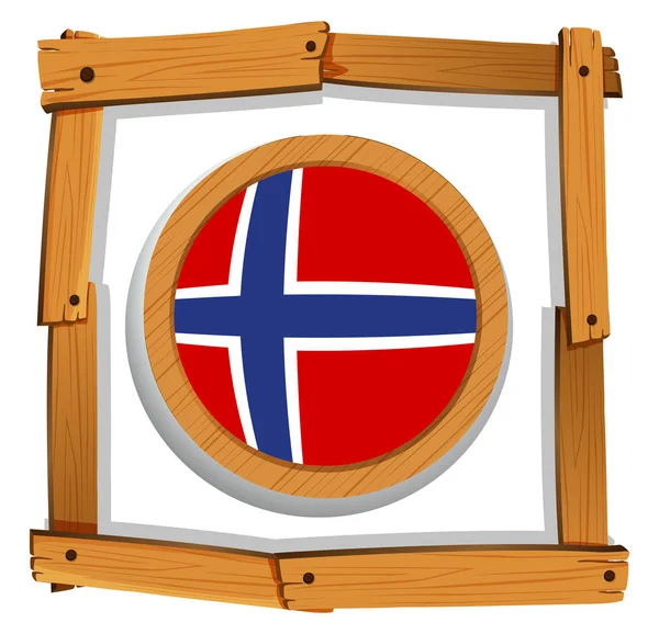 Bandera de Noruega en marco de madera — Vector de stock