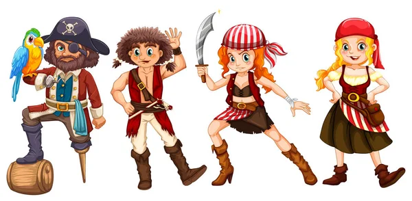 Pirate crews on white background — Stock Vector