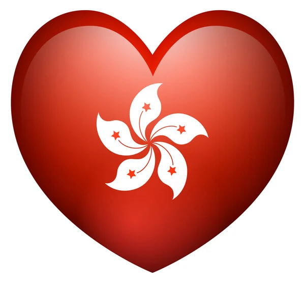 Flaggan av Hong Kong i hjärta form — Stock vektor