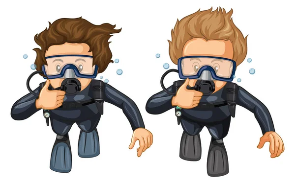 People scuba diving underwater — Stock Vector