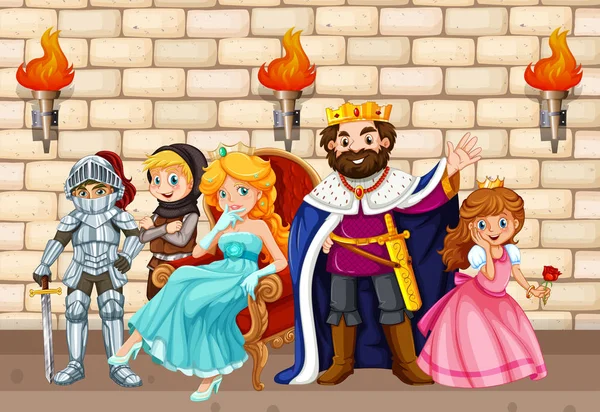 König und andere Märchenfiguren — Stockvektor