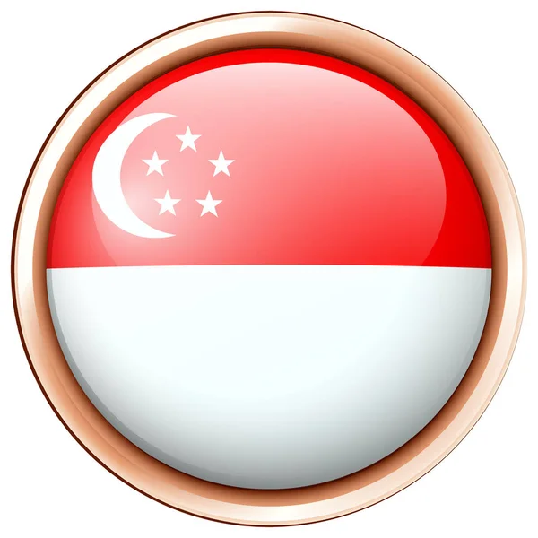 Vlajka Singapuru na kolo odznaku — Stockový vektor