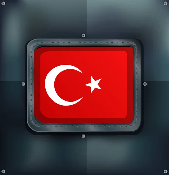Bandeira da Turquia em fundo metálico — Vetor de Stock