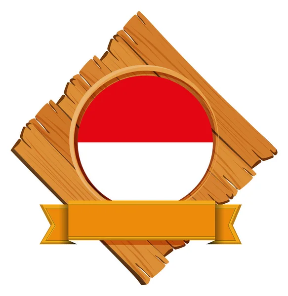Flag of Indonesia on wooden board — Stock Vector