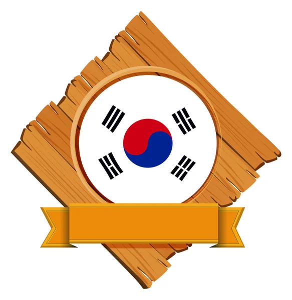 Bandeira da Coreia do Sul em tábua de madeira — Vetor de Stock