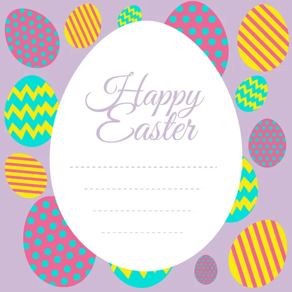 Happy Easter card template with colorful eggs — Stock Vector