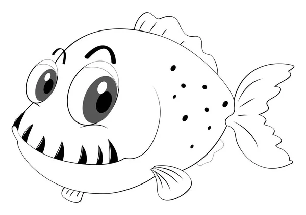 Esquema animal para peces con dientes afilados — Vector de stock