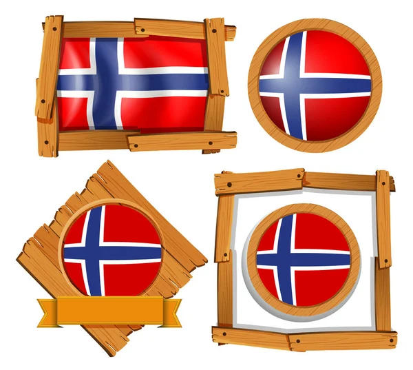Design del distintivo per la bandiera della Norvegia — Vettoriale Stock