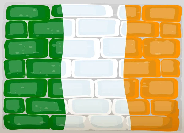 Флаг Ирландии, нарисованный на стене — стоковый вектор