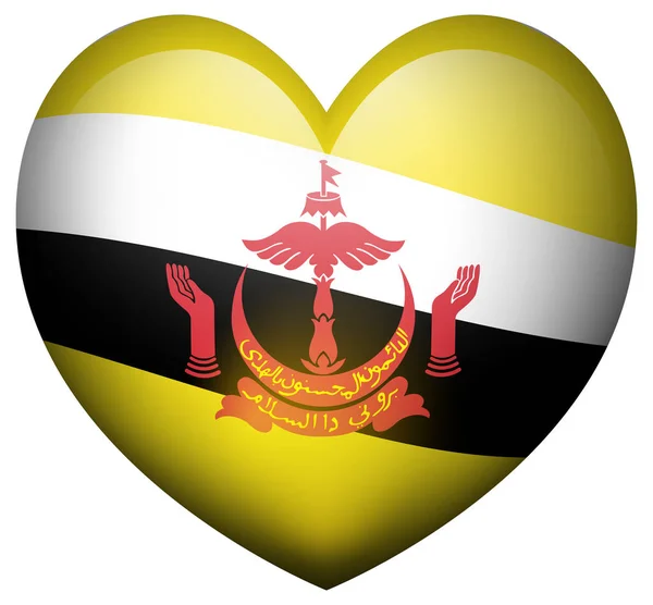Vlag van Brunei in hart vorm — Stockvector