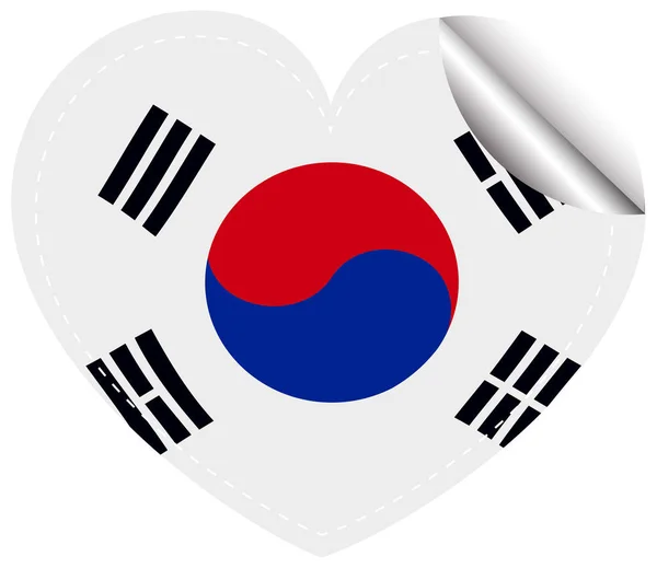 Design de etiqueta para bandeira da Coreia do Sul — Vetor de Stock