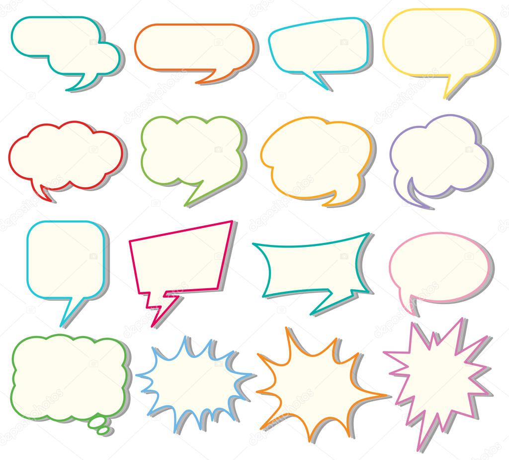 Speech bubble templates on white background