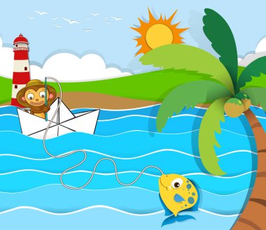 Nehirde maymun balıkçılık