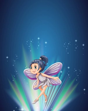 Cute fairy flying at night clipart