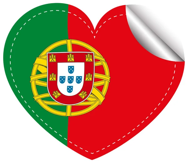 Sticker ontwerp voor Portugal in hart vorm — Stockvector