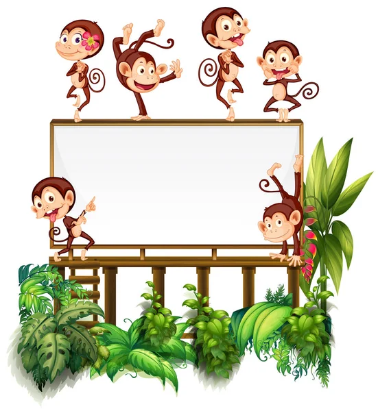 Frame template with little monkeys — Stock Vector