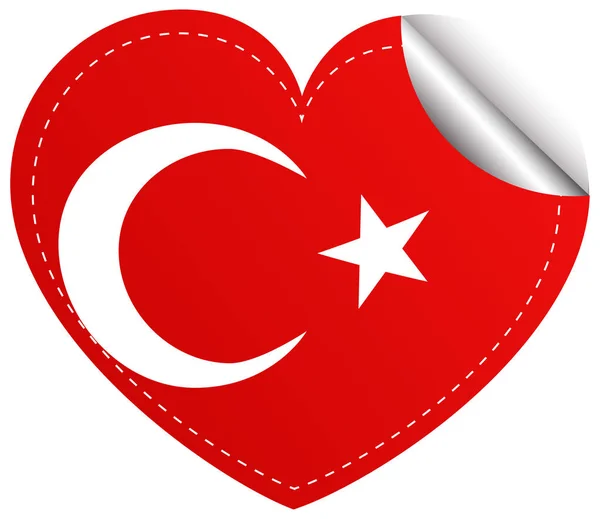 Adesivo design per la Turchia bandiera a forma di cuore — Vettoriale Stock