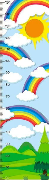 Діаграма вимірювання висоти з веселкою на фоні — стоковий вектор