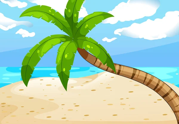 Океанська сцена з деревом на пляжі — стоковий вектор