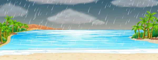 Ocean scen med regnstorm — Stock vektor