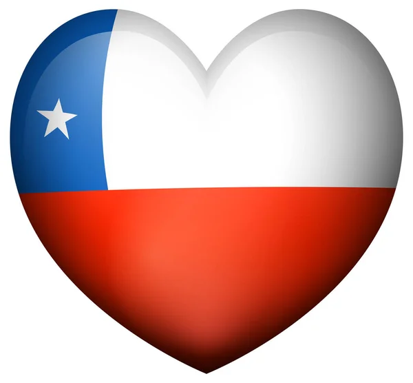 Chilská vlajka ve tvaru srdce — Stockový vektor