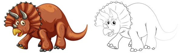 Doodle animal para dinossauro triceratops —  Vetores de Stock