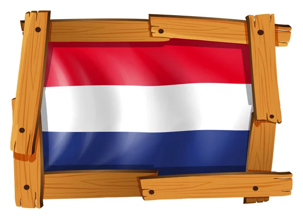 Bandera de Holanda en marco de madera — Vector de stock