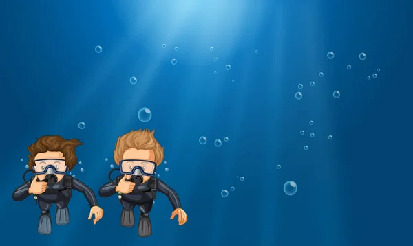 Scène avec deux plongeurs sous-marins — Image vectorielle