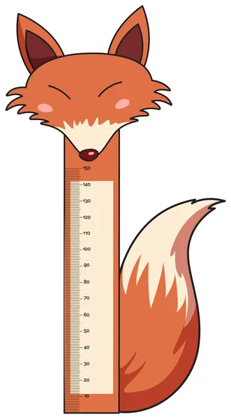Tabla de medición de altura con zorro salvaje — Vector de stock