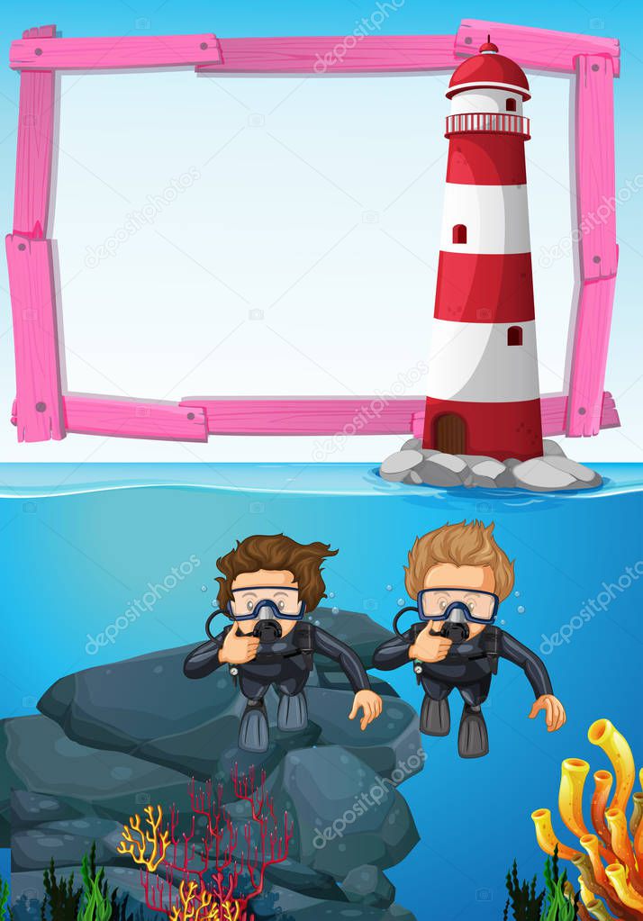Background template with divers underwater