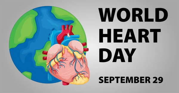 世界心臓の日ポスター デザイン — ストックベクタ