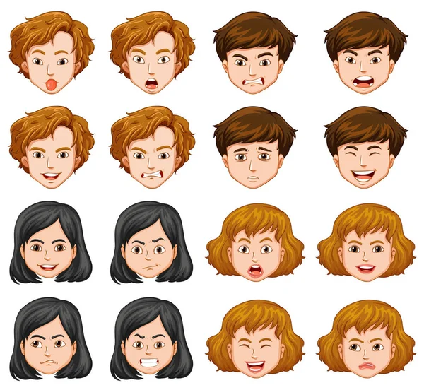 People with different facial expressions — Stock Vector