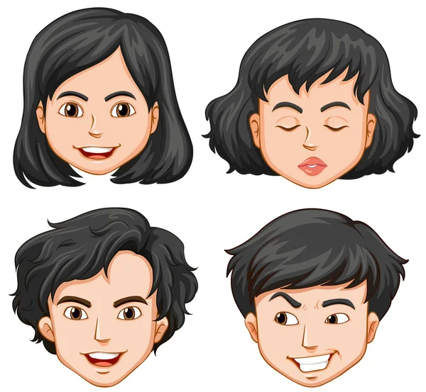 Cuatro personas con sentimientos diferentes — Vector de stock