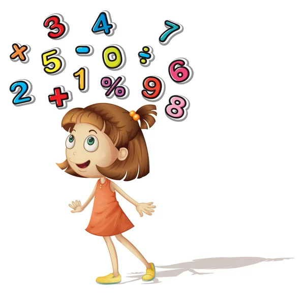 Girl with numbers on her head — Stock Vector