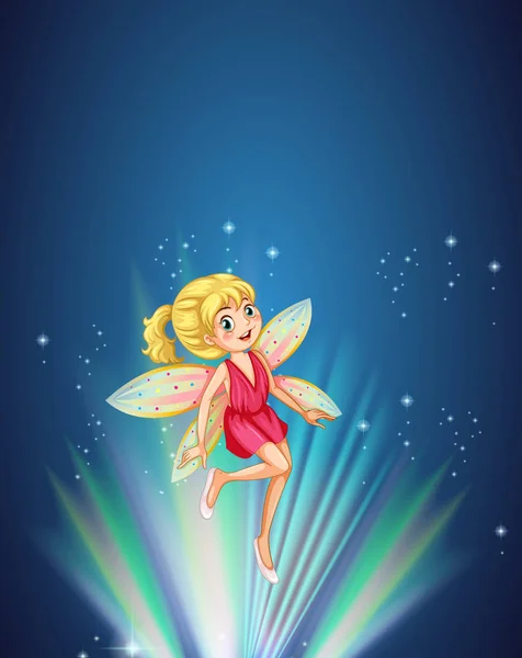 かわいい妖精の夜間飛行 — ストックベクタ