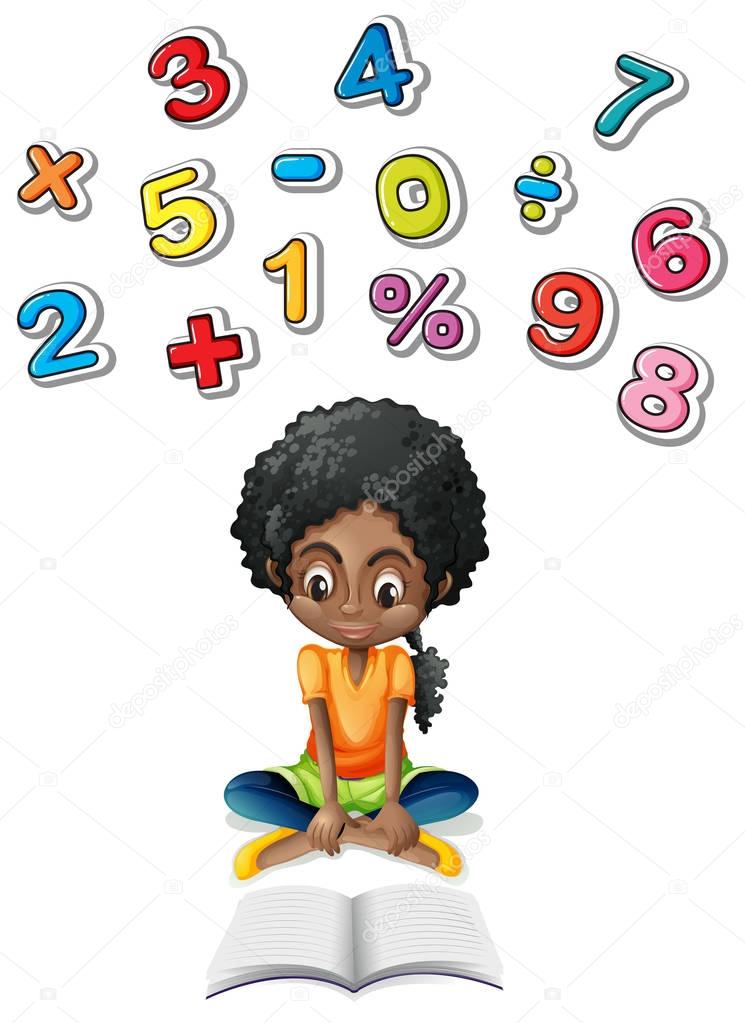 Little girl studying math