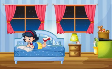 Kız yatakta okuma
