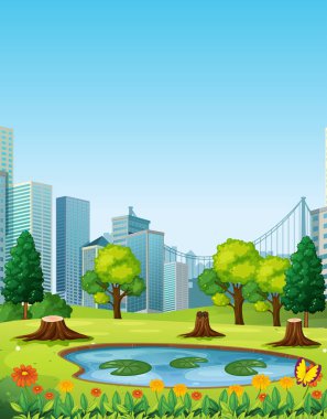 Park ve Binalar ile şehir manzara