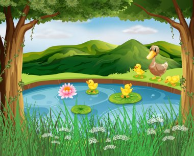 Göl ve dağ ile bir manzara