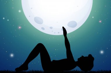 Geceleri Yoga yapan siluet erkek