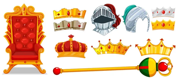 Короны и рыцарский шлем — стоковый вектор