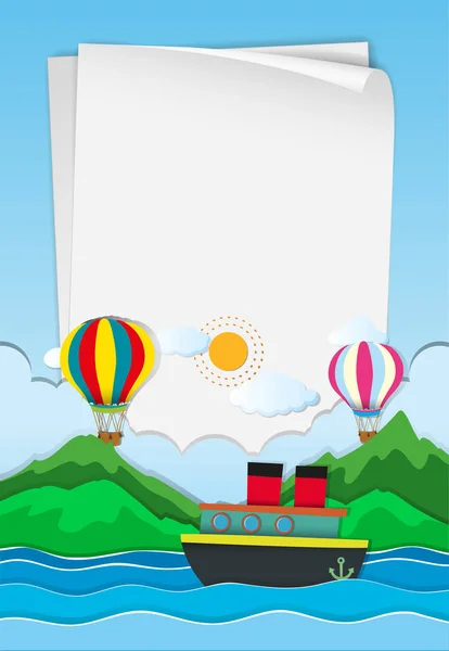 Balonlar gökyüzünde ile kağıt şablonu — Stok Vektör