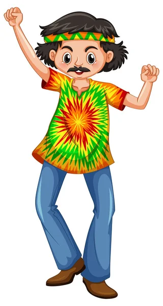 Homem de roupa hippie — Vetor de Stock
