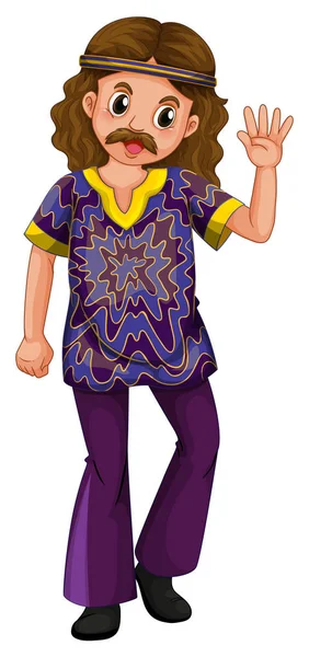 Хіппі чоловік у фіолетовому костюмі — стоковий вектор