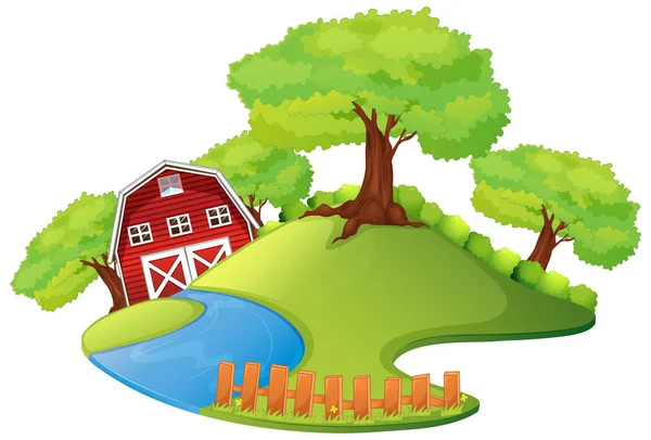 Scene with barn in the farm — Stock Vector