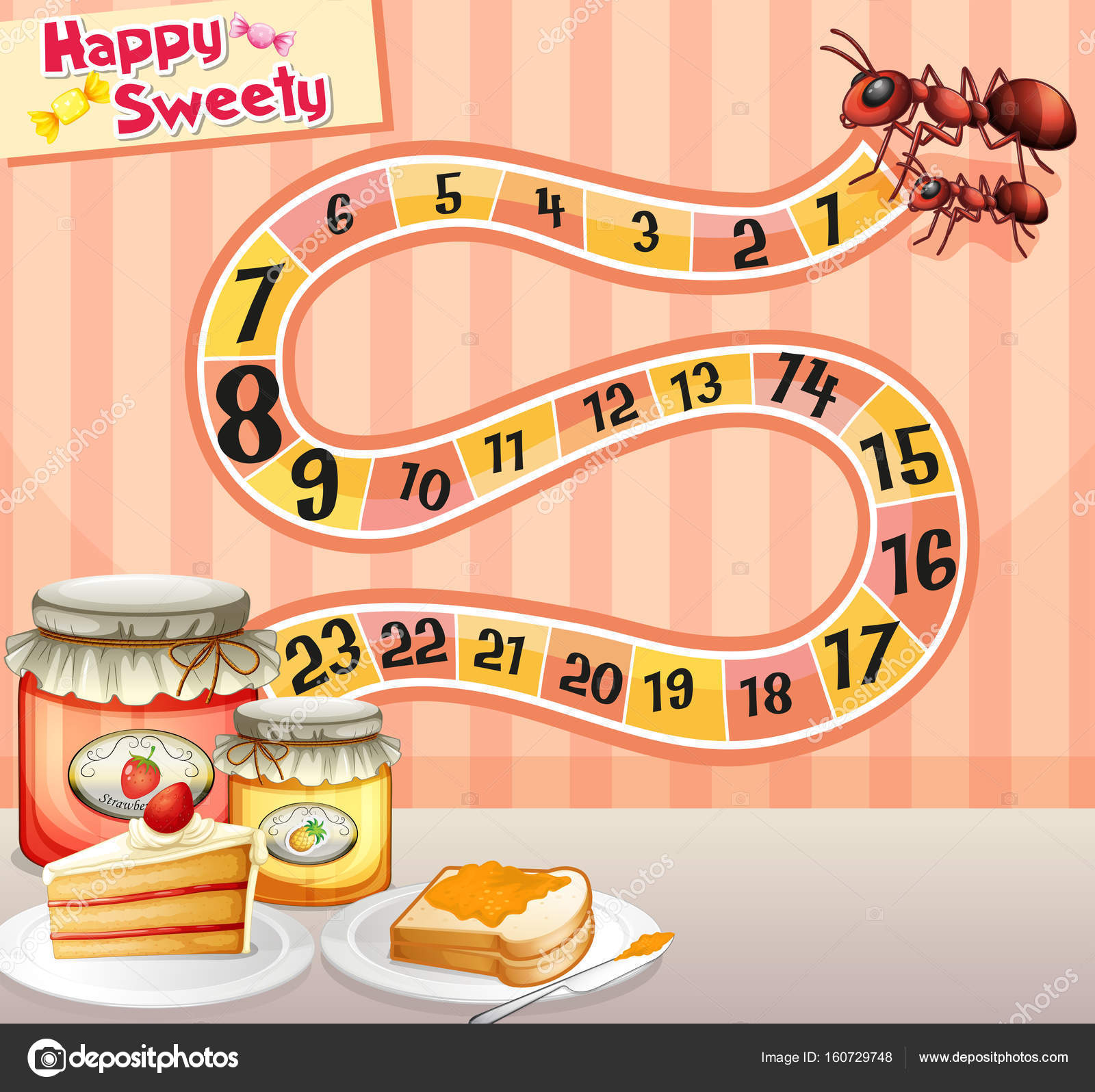 Modello di gioco con le formiche e marmellata — Vettoriali Stock Modello di gioco con le formiche e illustrazione di marmellata — Vettoriali di interactimages Trova immagini simili